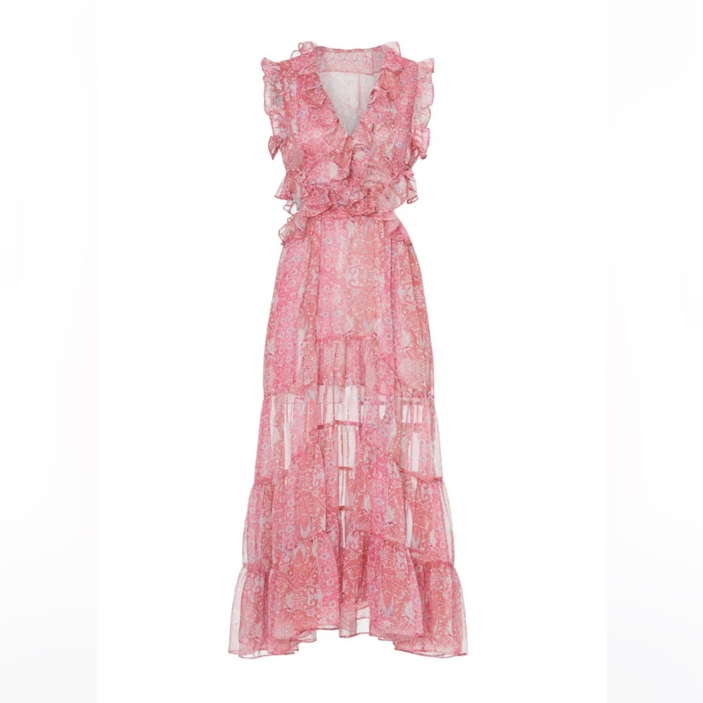 MISA Los Angeles Natasha Pink Ruffle Dress